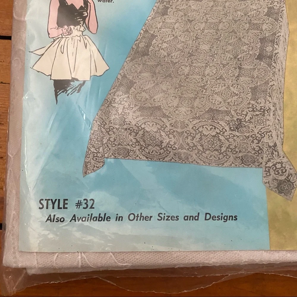 NIP Vintage 72” Round Tablecloth Soflon Reproduction of Authentic Lace